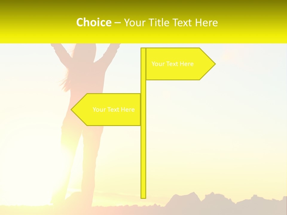 A Woman Raising Her Arms In The Air PowerPoint Template