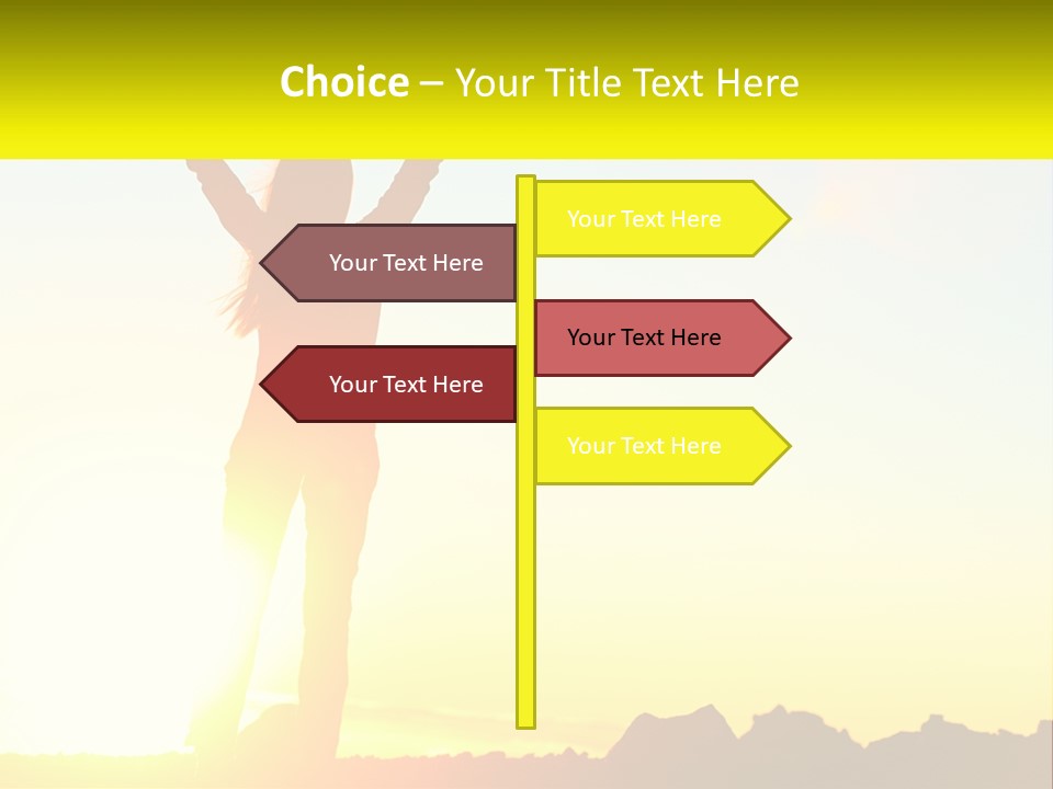 A Woman Raising Her Arms In The Air PowerPoint Template