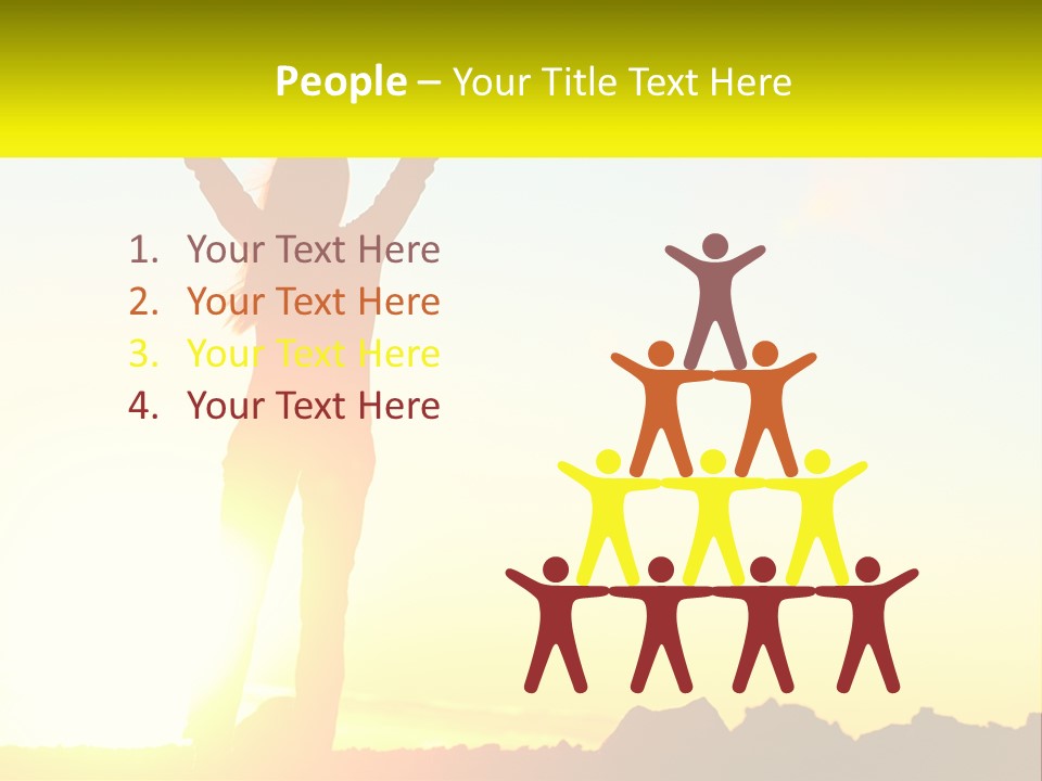 A Woman Raising Her Arms In The Air PowerPoint Template