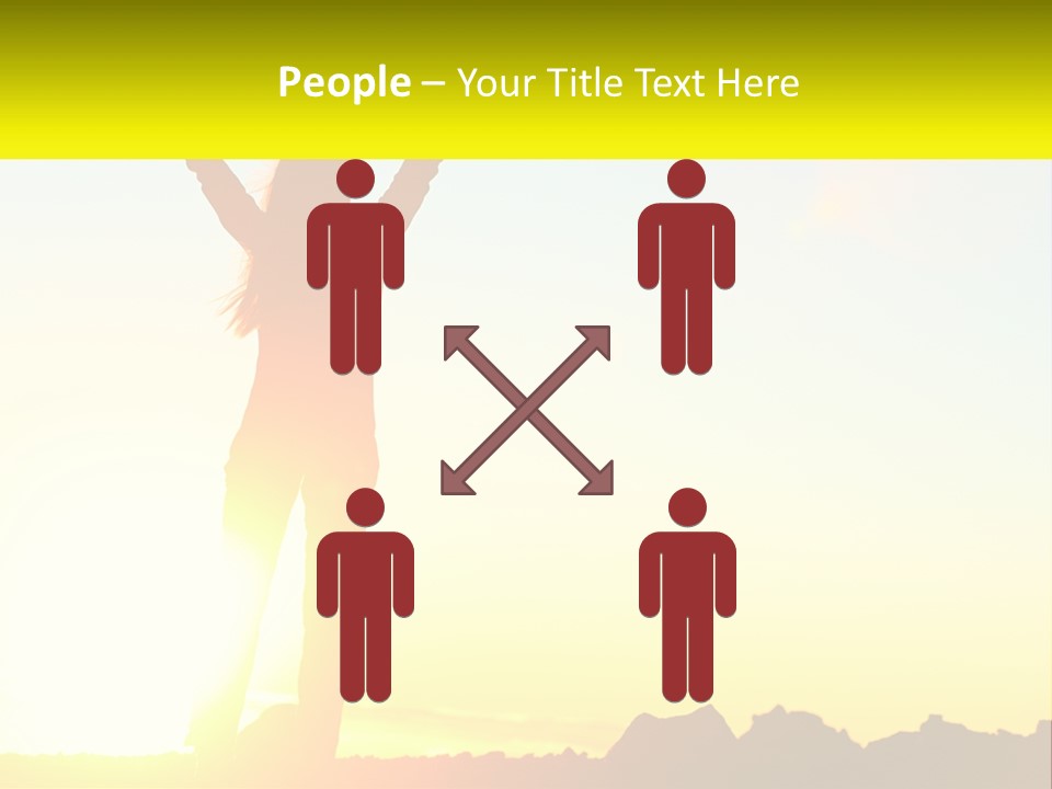 A Woman Raising Her Arms In The Air PowerPoint Template