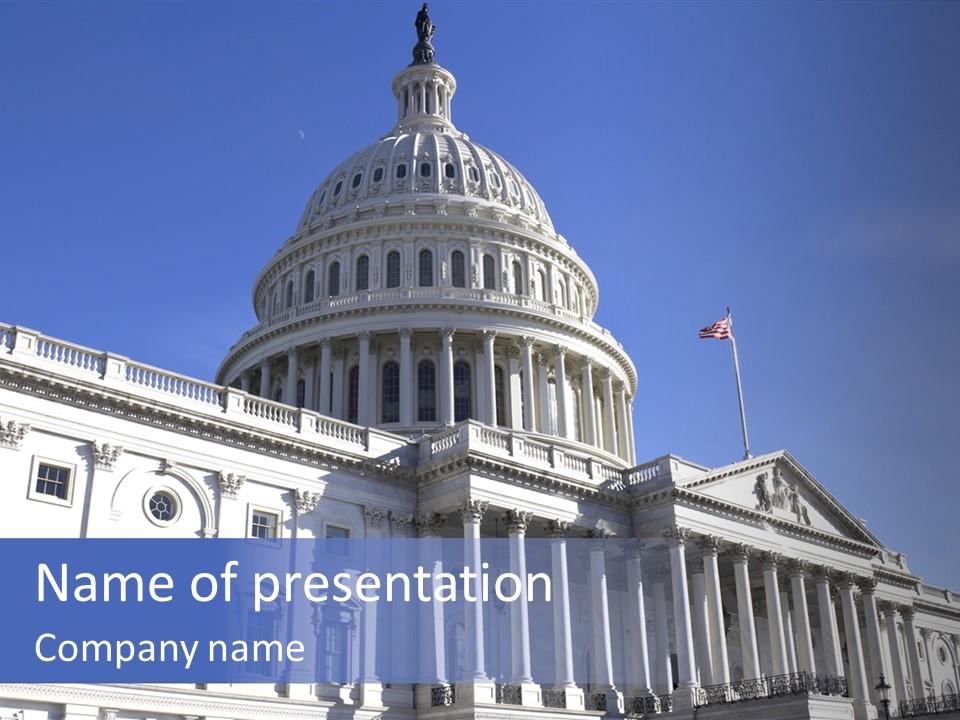 A White Building With A Blue Sky In The Background PowerPoint Template