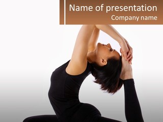 A Woman In A Yoga Pose With Her Hands Behind Her Head PowerPoint Template