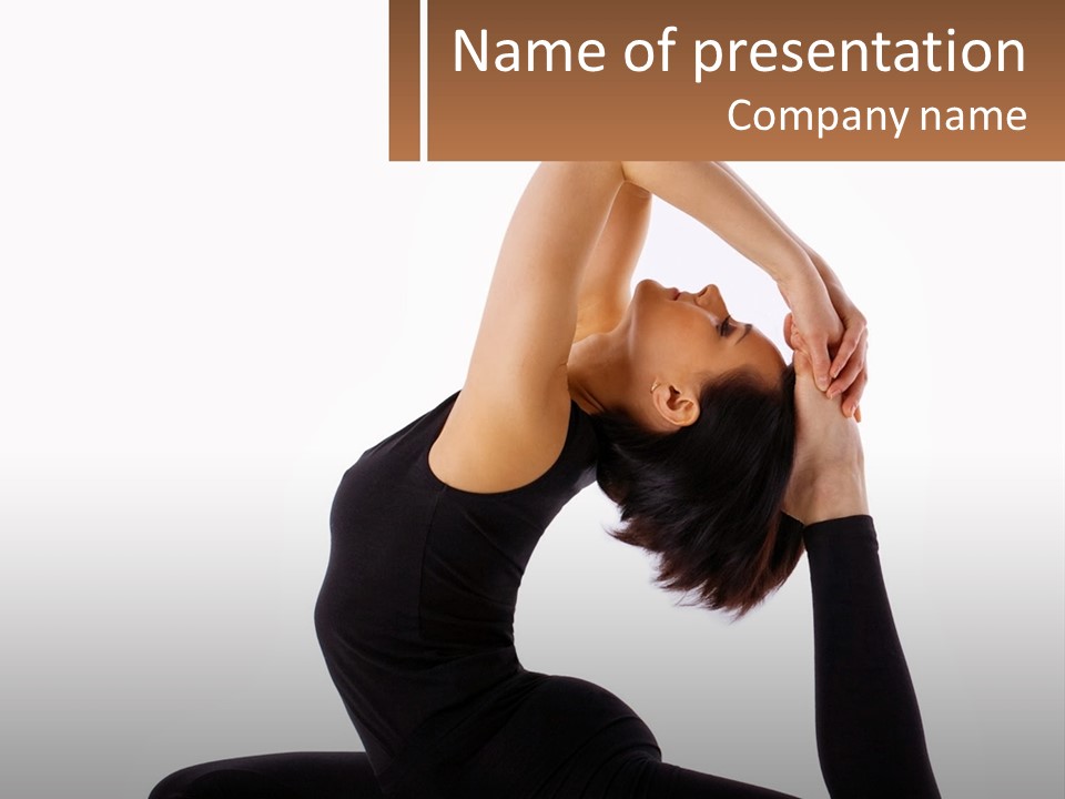 A Woman In A Yoga Pose With Her Hands Behind Her Head PowerPoint Template