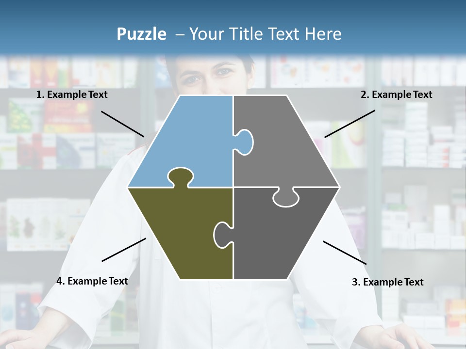 A Woman Standing In Front Of A Pharmacy Counter PowerPoint Template