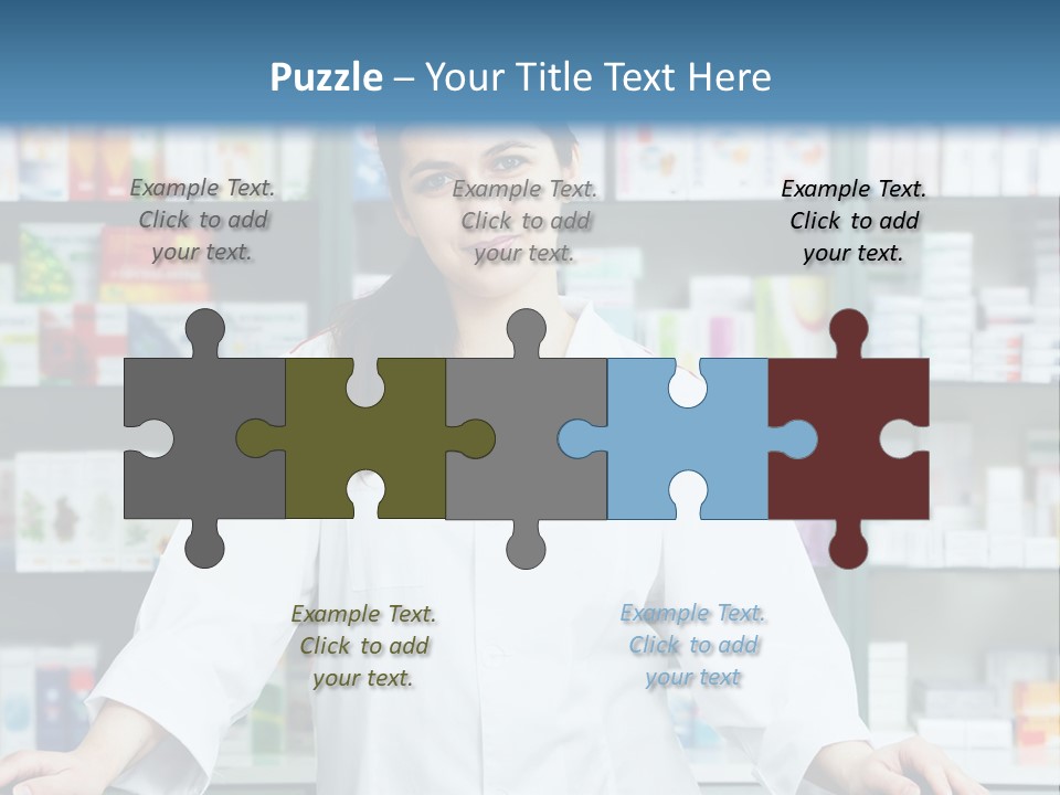 A Woman Standing In Front Of A Pharmacy Counter PowerPoint Template