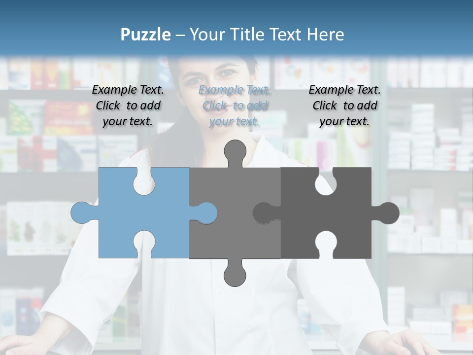 A Woman Standing In Front Of A Pharmacy Counter PowerPoint Template