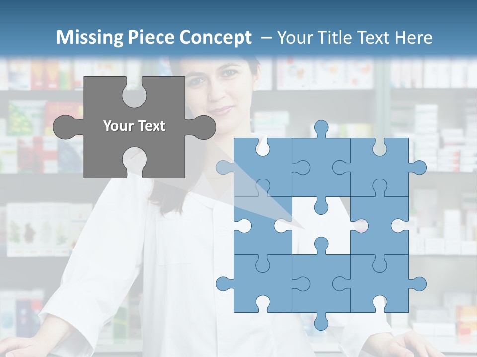 A Woman Standing In Front Of A Pharmacy Counter PowerPoint Template