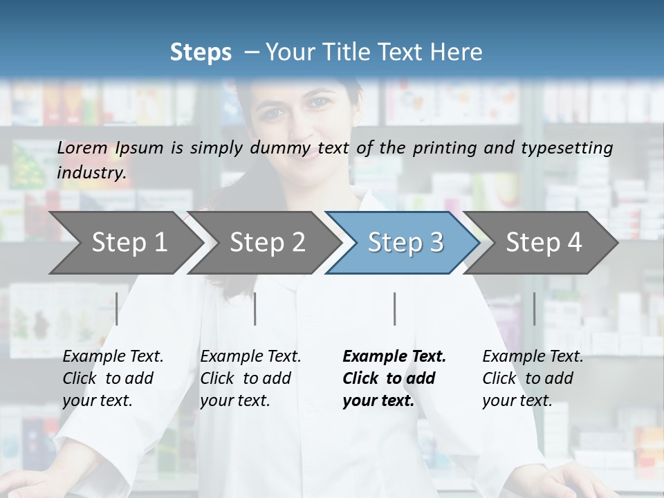 A Woman Standing In Front Of A Pharmacy Counter PowerPoint Template