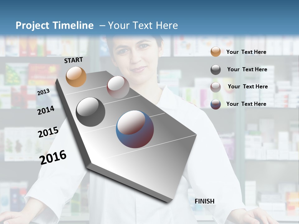 A Woman Standing In Front Of A Pharmacy Counter PowerPoint Template