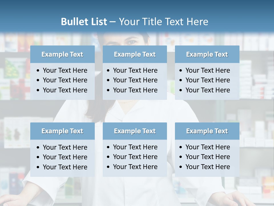 A Woman Standing In Front Of A Pharmacy Counter PowerPoint Template