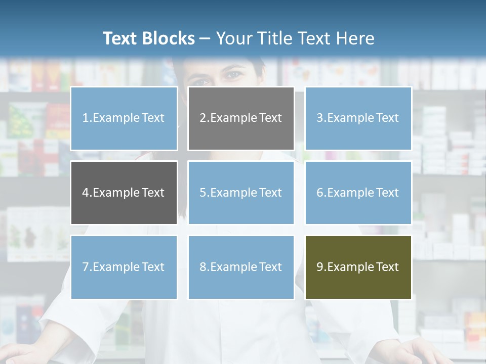 A Woman Standing In Front Of A Pharmacy Counter PowerPoint Template