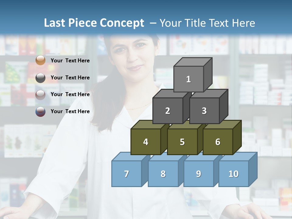 A Woman Standing In Front Of A Pharmacy Counter PowerPoint Template