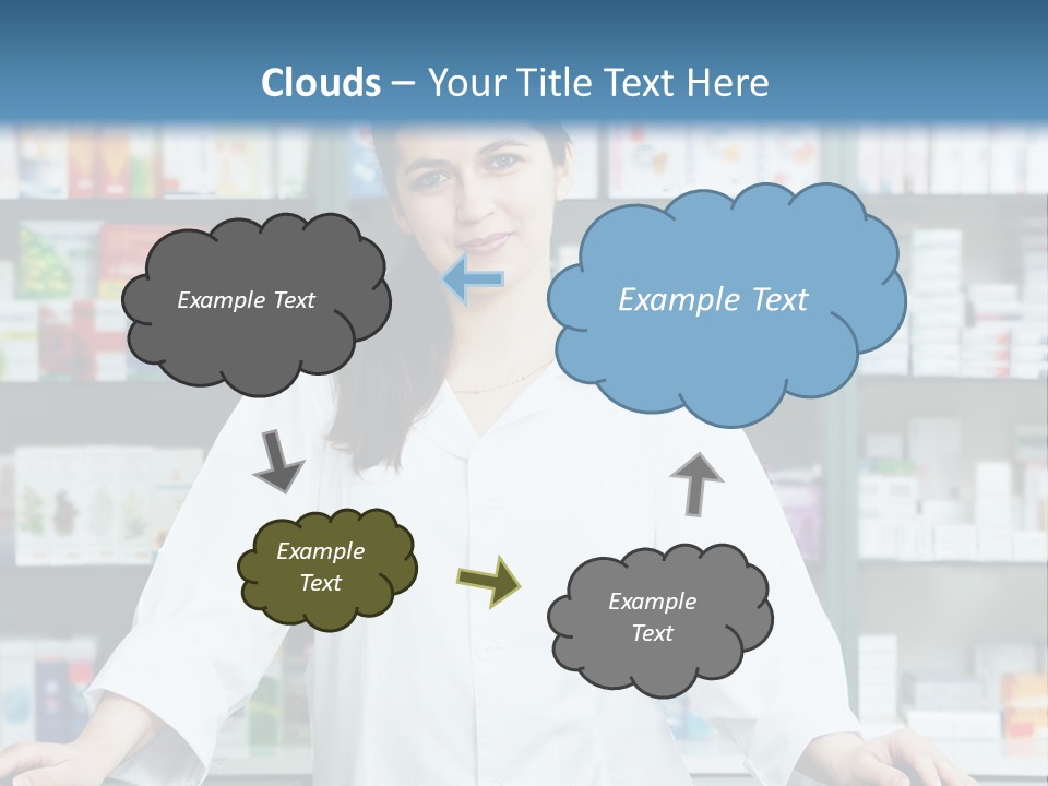 A Woman Standing In Front Of A Pharmacy Counter PowerPoint Template