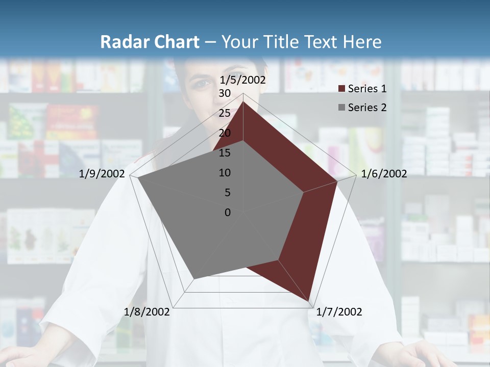 A Woman Standing In Front Of A Pharmacy Counter PowerPoint Template