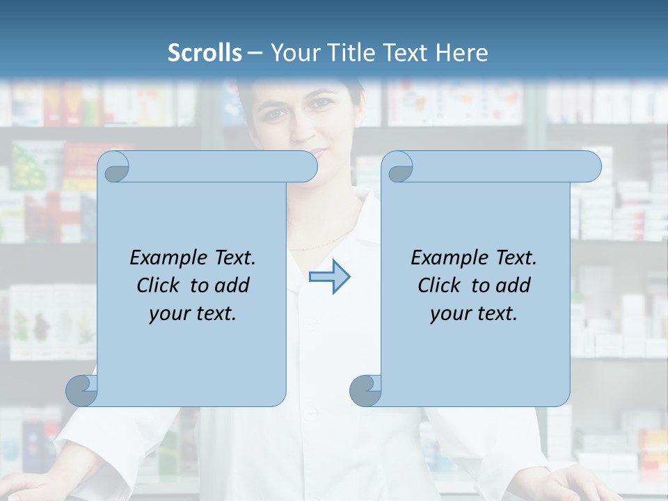 A Woman Standing In Front Of A Pharmacy Counter PowerPoint Template