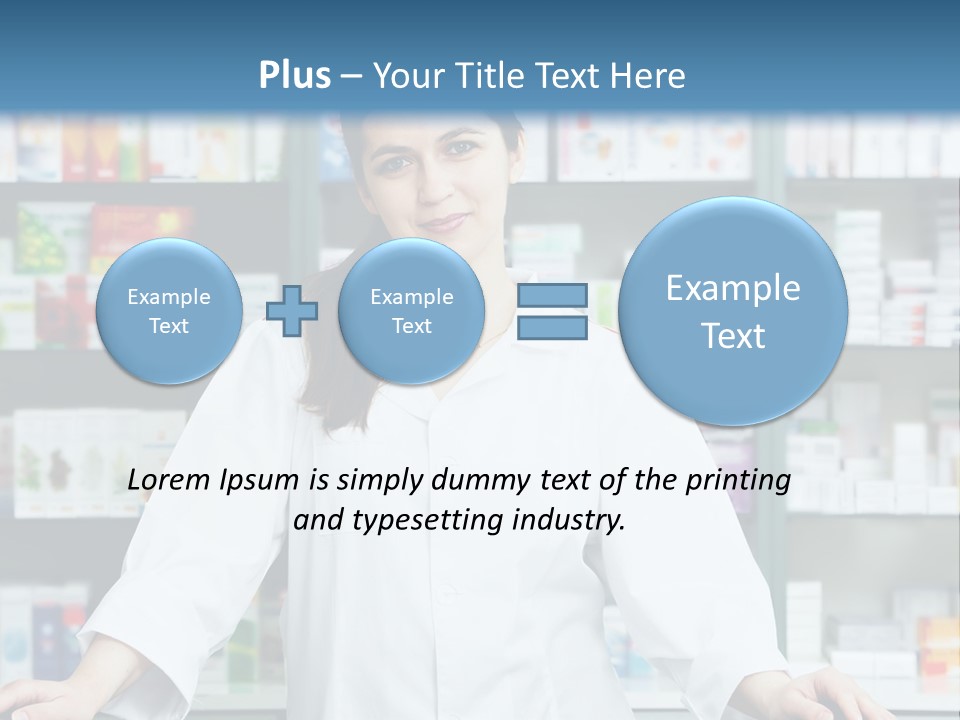 A Woman Standing In Front Of A Pharmacy Counter PowerPoint Template
