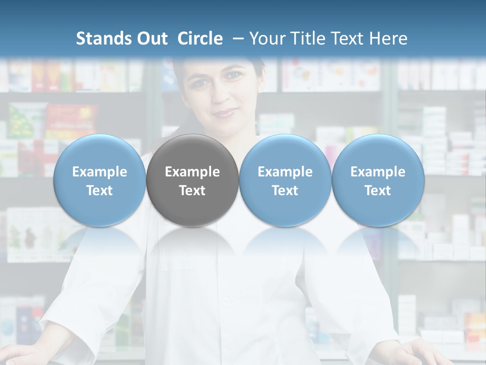 A Woman Standing In Front Of A Pharmacy Counter PowerPoint Template