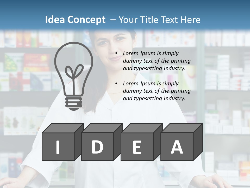 A Woman Standing In Front Of A Pharmacy Counter PowerPoint Template