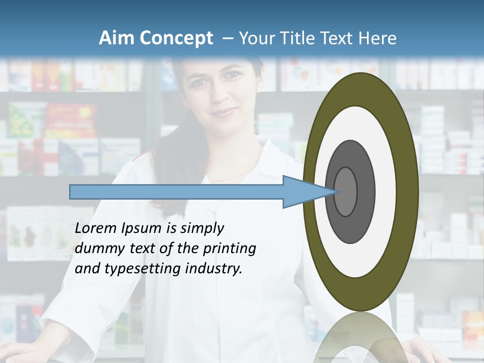 A Woman Standing In Front Of A Pharmacy Counter PowerPoint Template