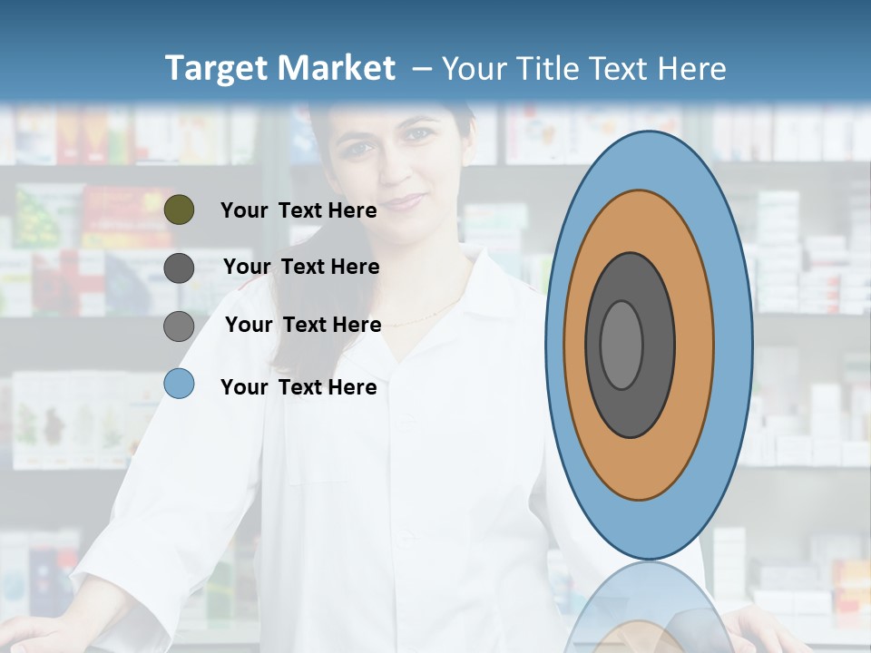 A Woman Standing In Front Of A Pharmacy Counter PowerPoint Template