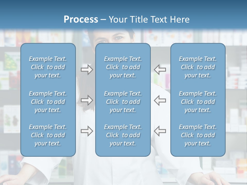 A Woman Standing In Front Of A Pharmacy Counter PowerPoint Template