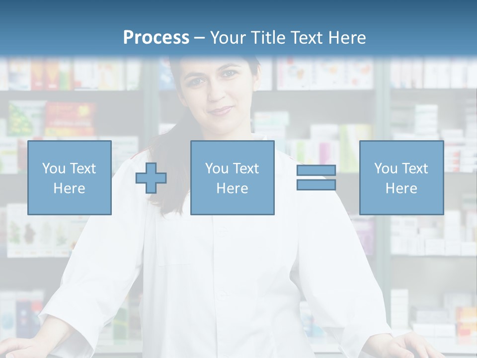 A Woman Standing In Front Of A Pharmacy Counter PowerPoint Template