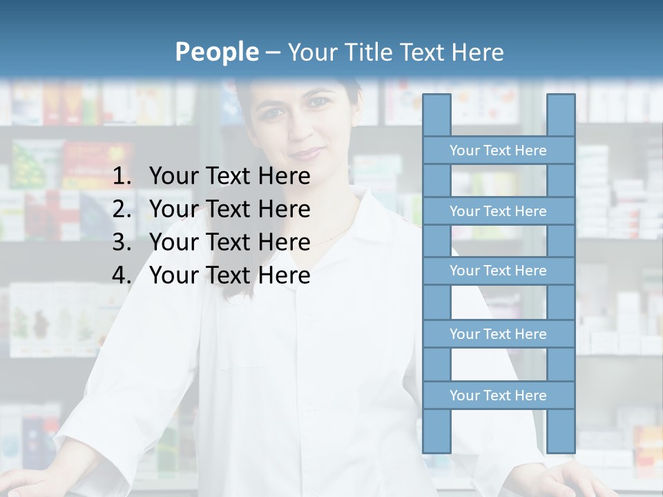 A Woman Standing In Front Of A Pharmacy Counter PowerPoint Template