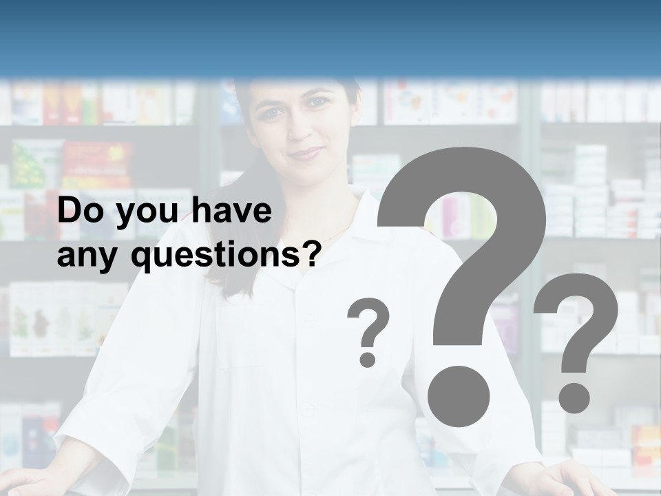A Woman Standing In Front Of A Pharmacy Counter PowerPoint Template