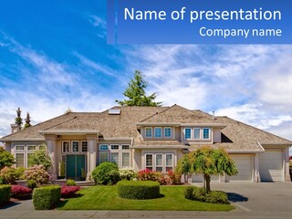 A Large House With A Lot Of Trees In Front Of It PowerPoint Template