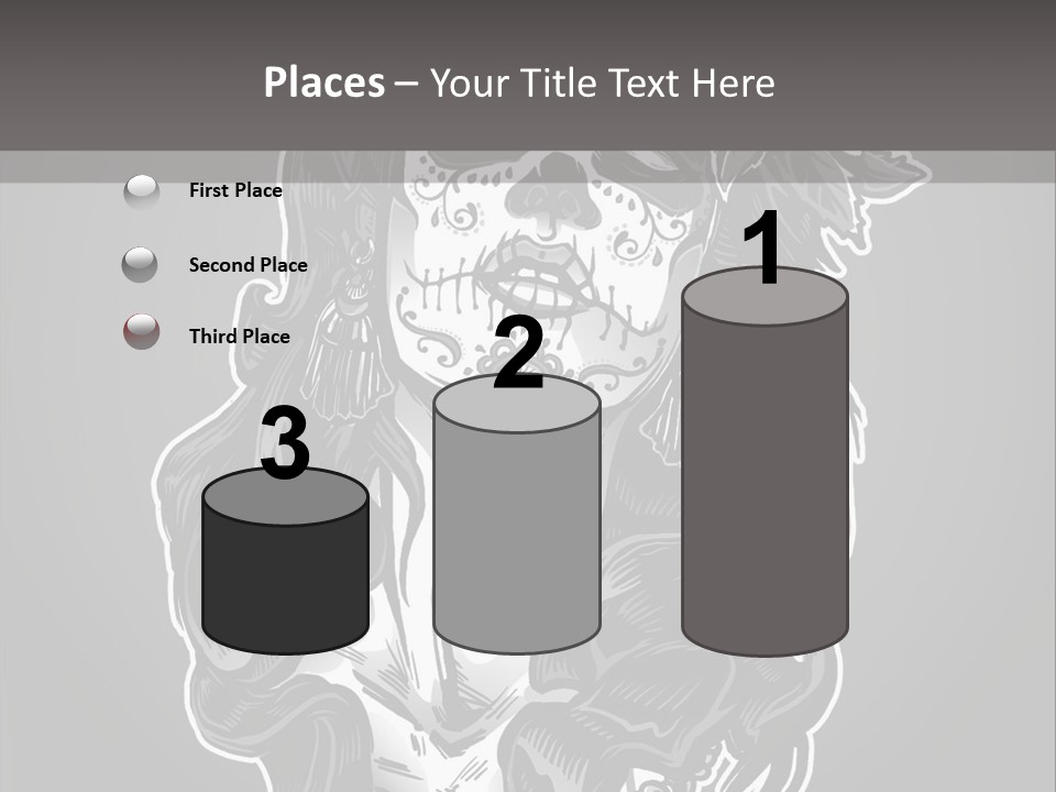 A Woman With A Skull Face And A Rose In Her Hair PowerPoint Template