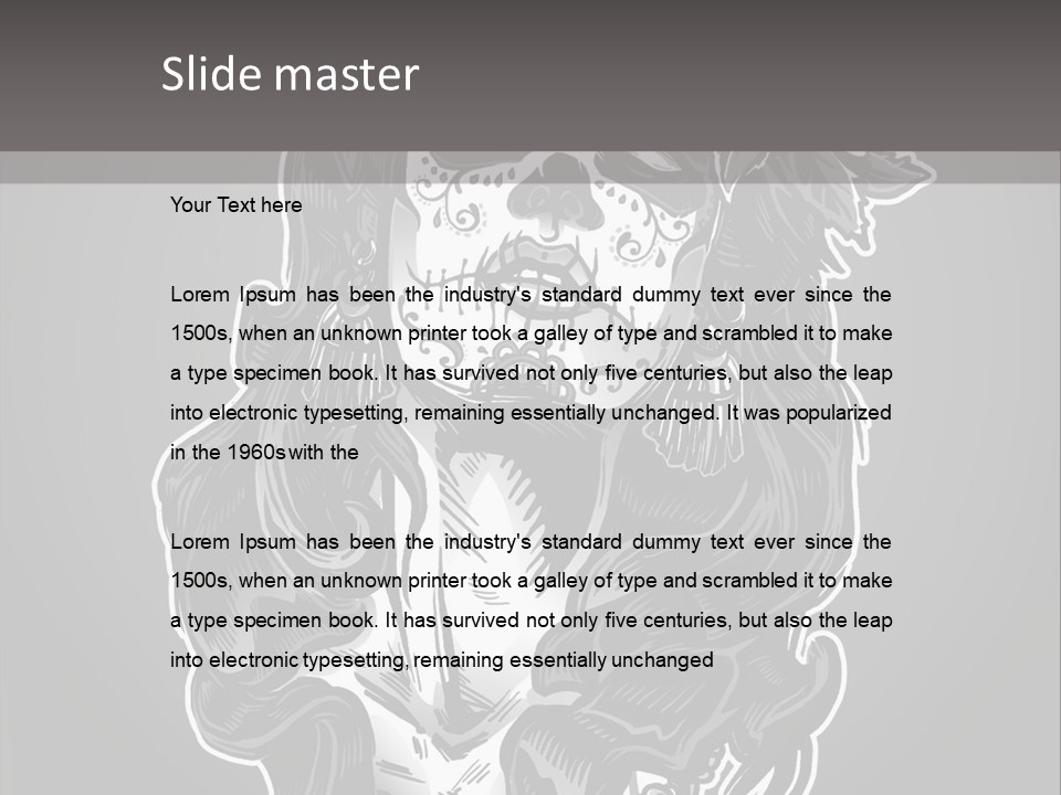 A Woman With A Skull Face And A Rose In Her Hair PowerPoint Template