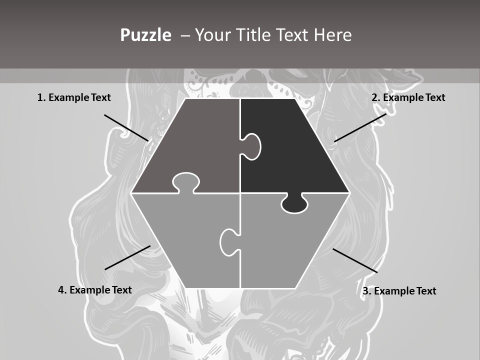 A Woman With A Skull Face And A Rose In Her Hair PowerPoint Template