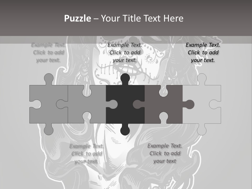 A Woman With A Skull Face And A Rose In Her Hair PowerPoint Template