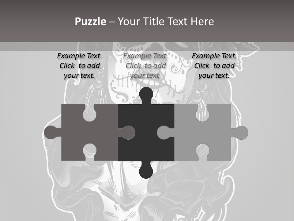 A Woman With A Skull Face And A Rose In Her Hair PowerPoint Template