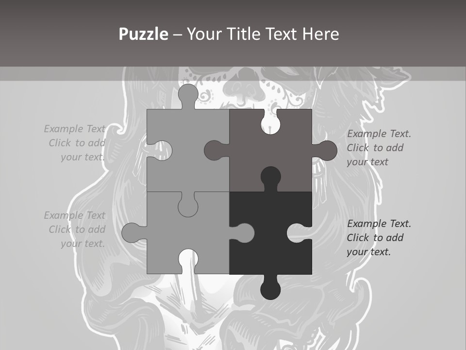 A Woman With A Skull Face And A Rose In Her Hair PowerPoint Template