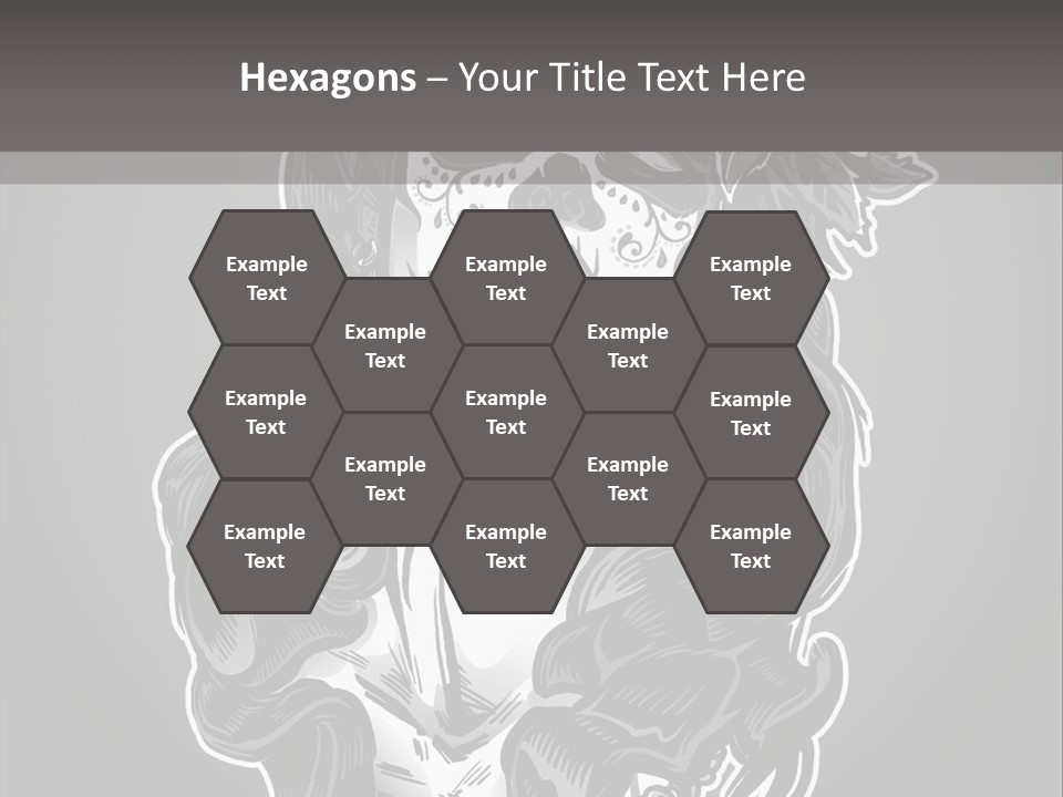 A Woman With A Skull Face And A Rose In Her Hair PowerPoint Template