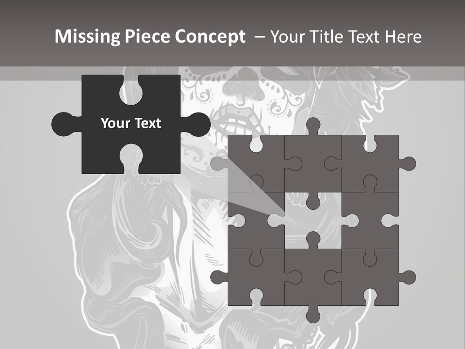 A Woman With A Skull Face And A Rose In Her Hair PowerPoint Template