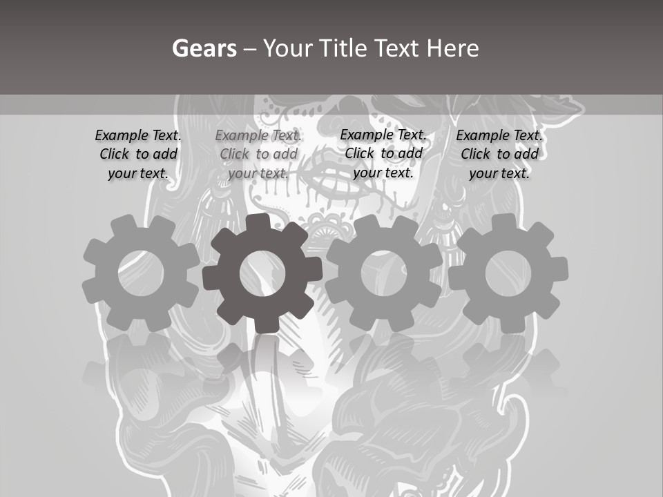 A Woman With A Skull Face And A Rose In Her Hair PowerPoint Template