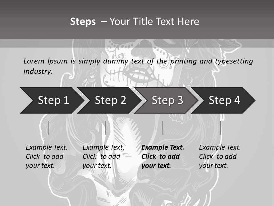 A Woman With A Skull Face And A Rose In Her Hair PowerPoint Template