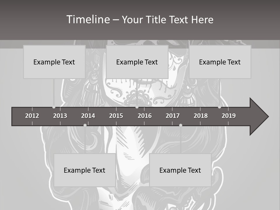 A Woman With A Skull Face And A Rose In Her Hair PowerPoint Template