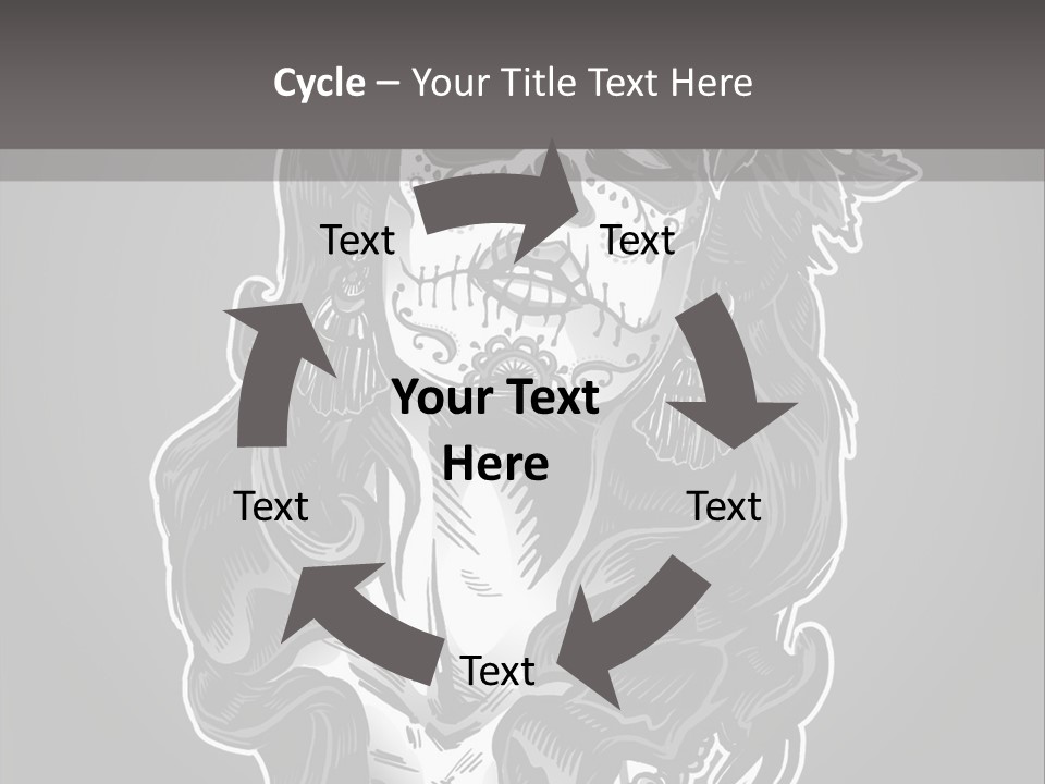 A Woman With A Skull Face And A Rose In Her Hair PowerPoint Template