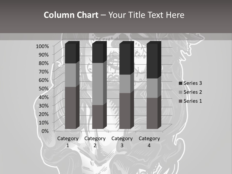 A Woman With A Skull Face And A Rose In Her Hair PowerPoint Template