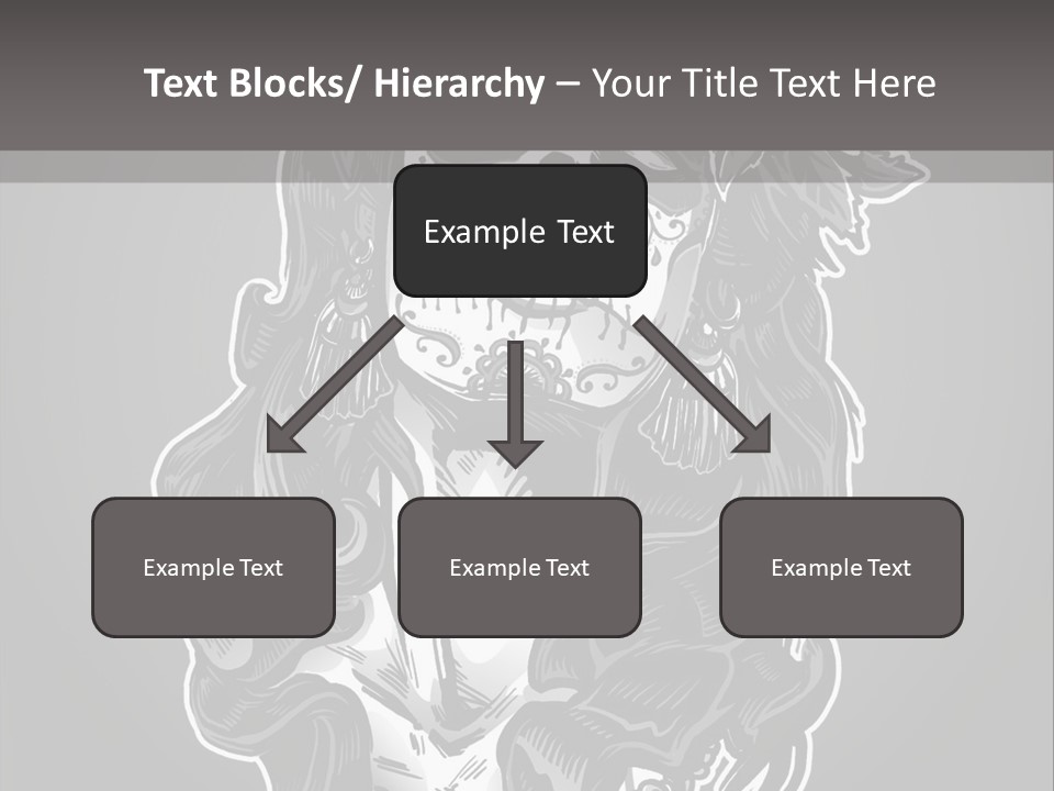 A Woman With A Skull Face And A Rose In Her Hair PowerPoint Template