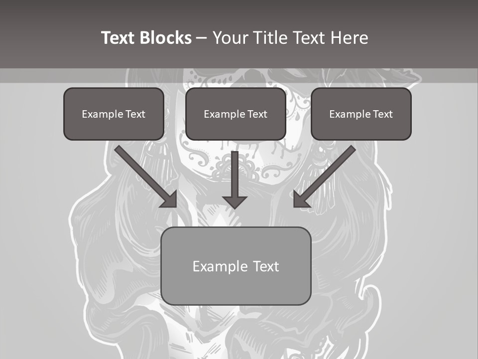 A Woman With A Skull Face And A Rose In Her Hair PowerPoint Template