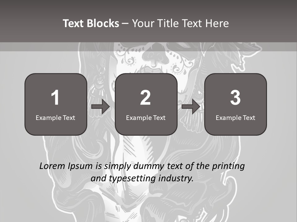 A Woman With A Skull Face And A Rose In Her Hair PowerPoint Template