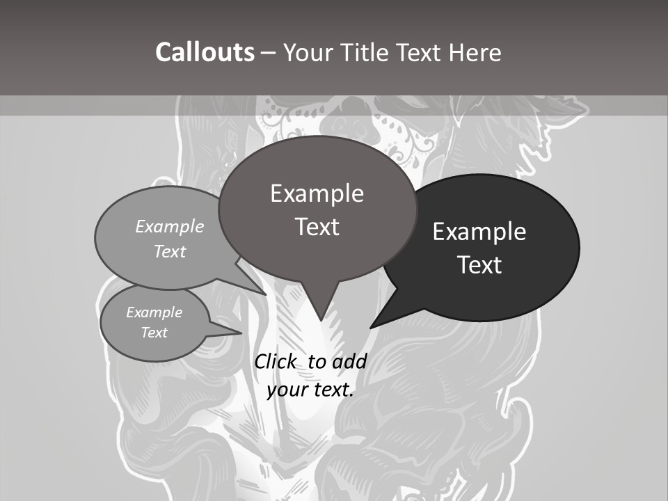 A Woman With A Skull Face And A Rose In Her Hair PowerPoint Template