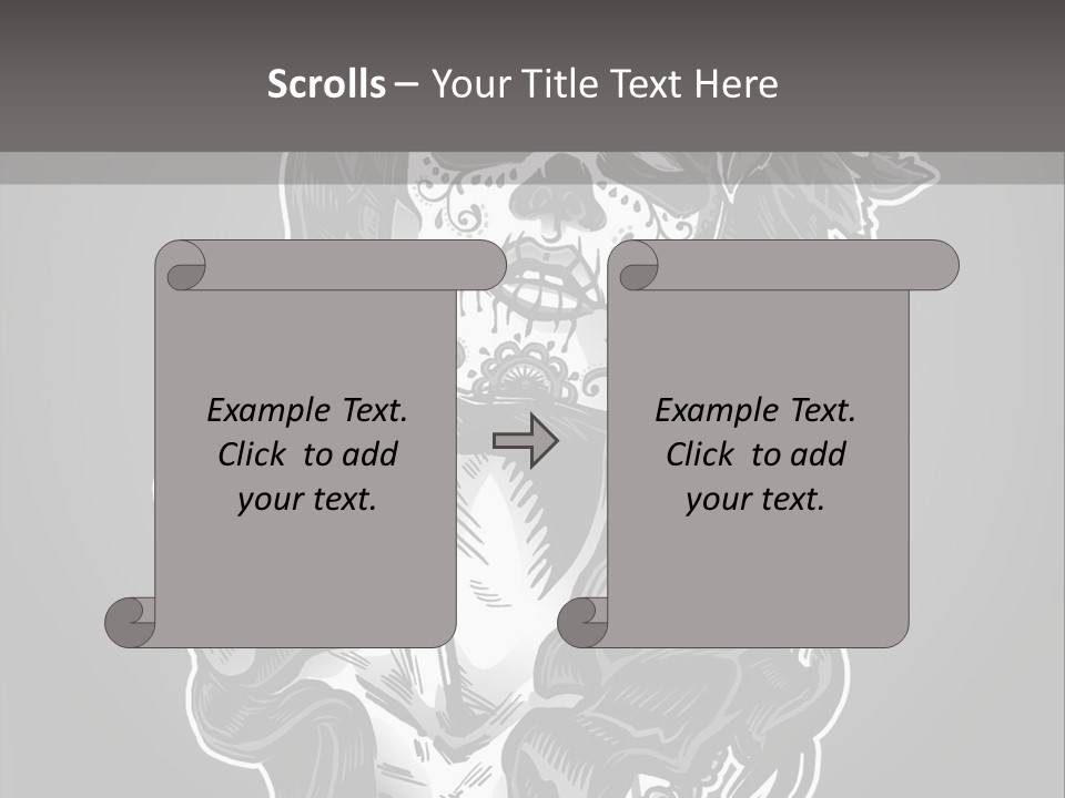 A Woman With A Skull Face And A Rose In Her Hair PowerPoint Template