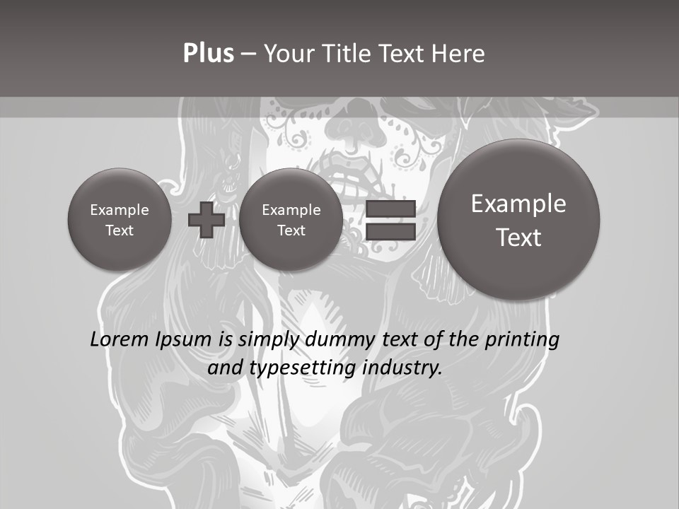 A Woman With A Skull Face And A Rose In Her Hair PowerPoint Template