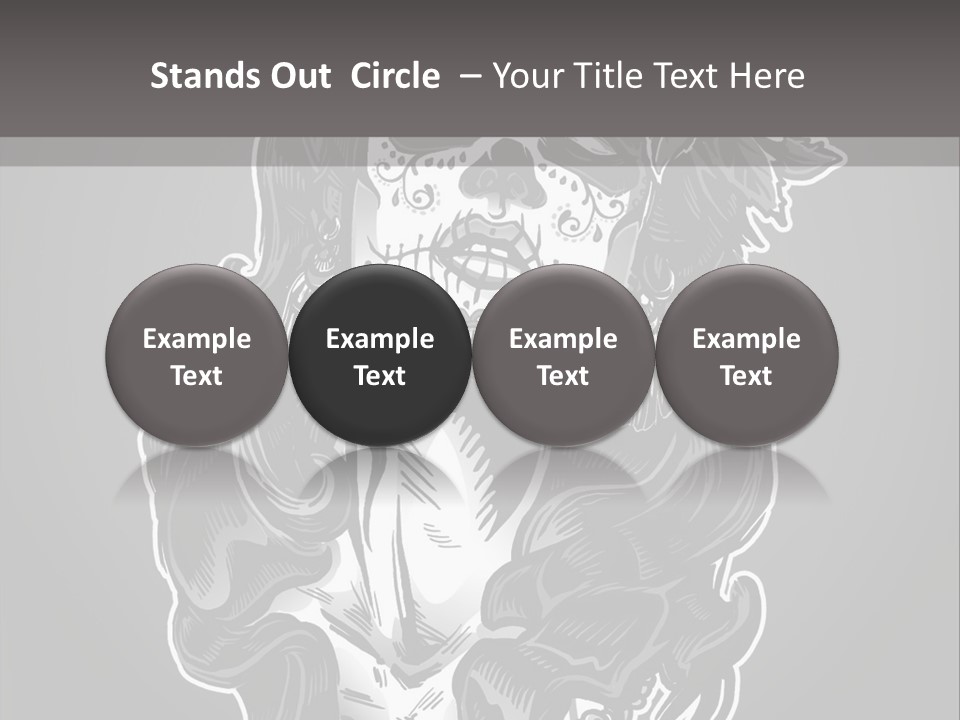 A Woman With A Skull Face And A Rose In Her Hair PowerPoint Template