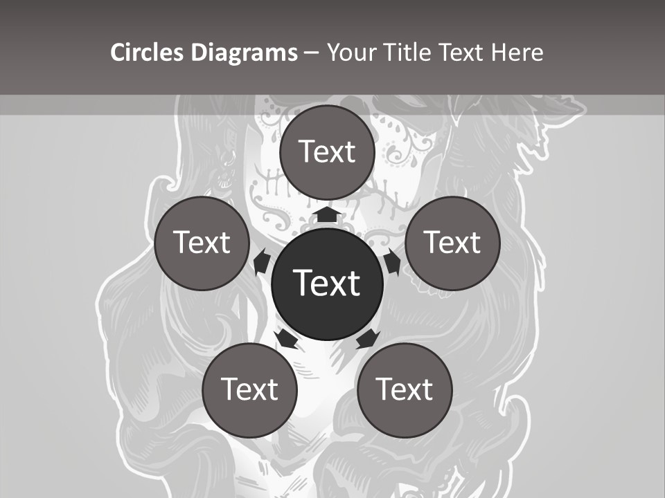 A Woman With A Skull Face And A Rose In Her Hair PowerPoint Template